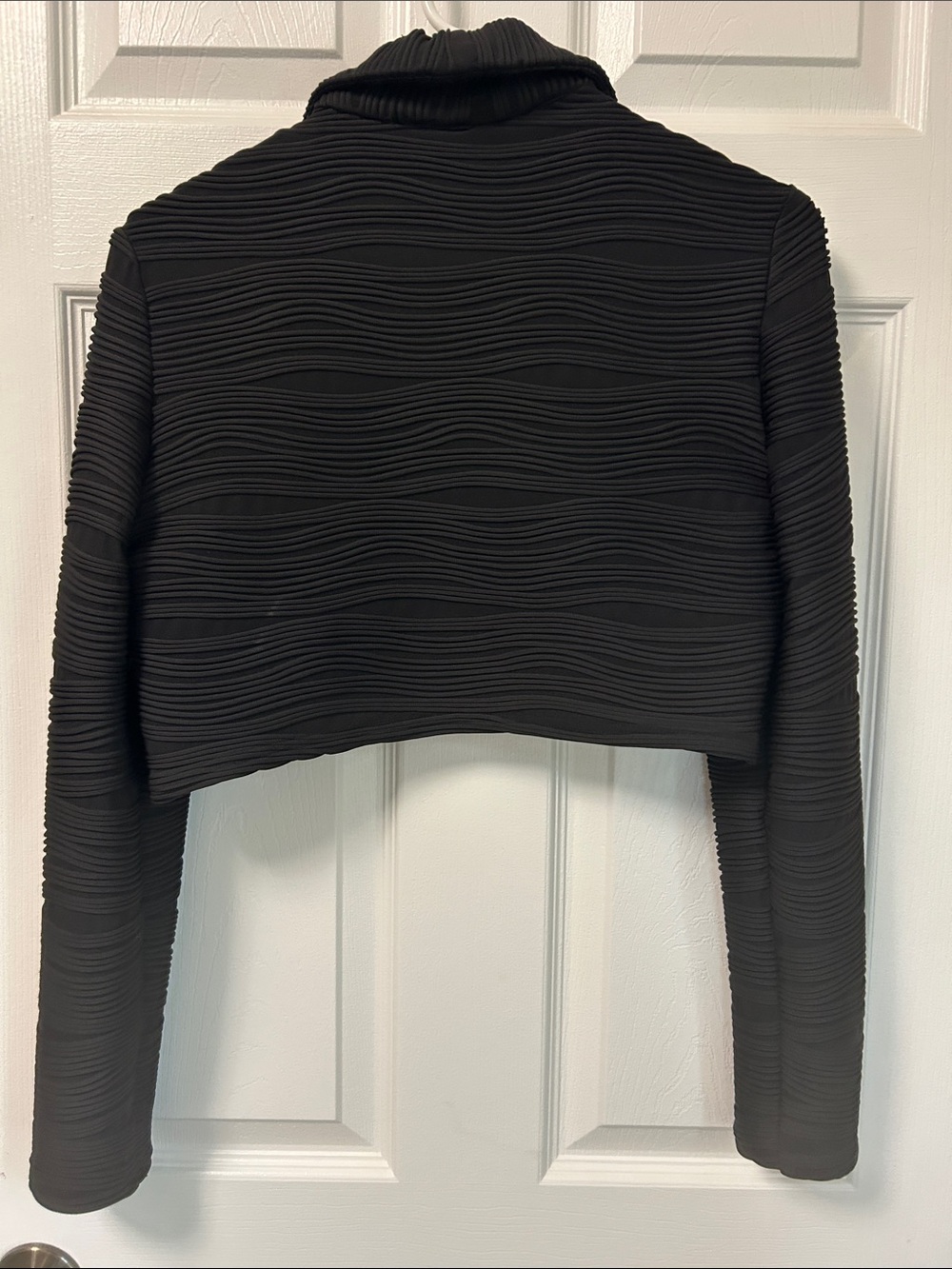 Joseph Ribkoff Black Cropped Textured Open-Front Jacket - Picture 4 of 4